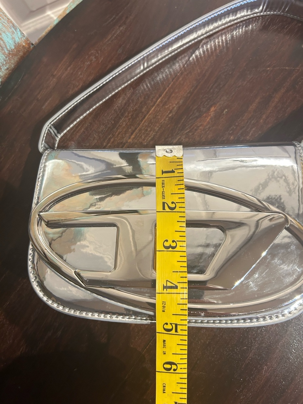 Diesel Silver Mirrored Leather Shoulder Bag - Picture 6 of 13